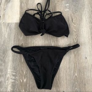 LA Hearts By PacSun Black Tie Front Bikini